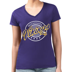 Minnesota Vikings G-III 4Her by Carl Banks Women's Super-Slim Fit Lightweight Pinstripe Circle V-Neck T-Shirt Purple - NFL
