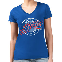 Buffalo Bills G-III 4Her by Carl Banks Women's Super-Slim Fit Lightweight Pinstripe Circle V-Neck T-Shirt Royal - NFL