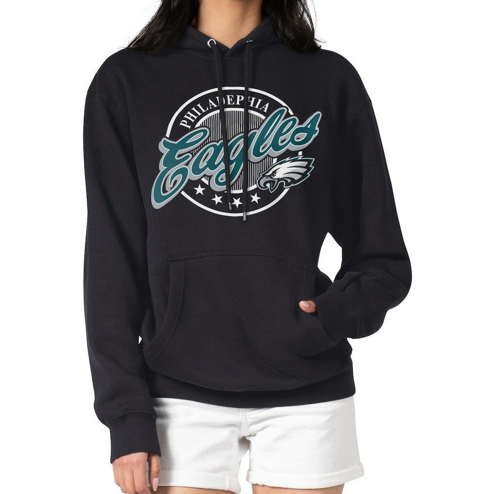 Philadelphia Eagles G-III 4Her by Carl Banks Women's Pinstripe Circle Fleece Pullover Hoodie Black - NFL