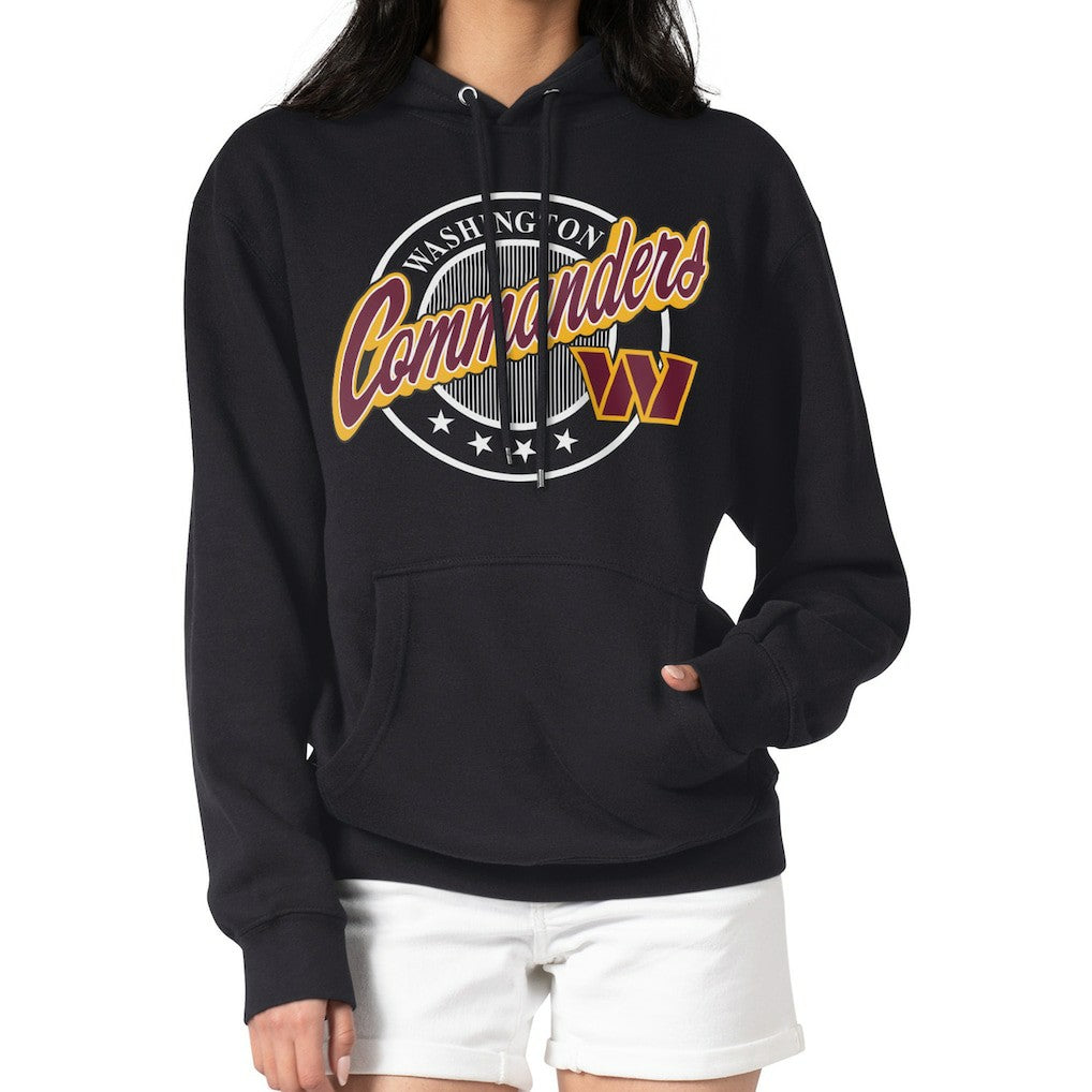 Washington Commanders G-III 4Her by Carl Banks Women's Pinstripe Circle Fleece Pullover Hoodie Black - NFL
