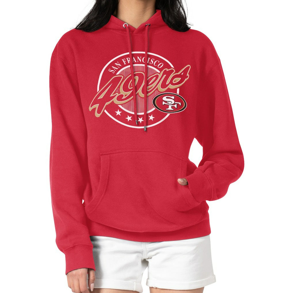 San Francisco 49ers G-III 4Her by Carl Banks Women's Pinstripe Circle Fleece Pullover Hoodie Scarlet - NFL