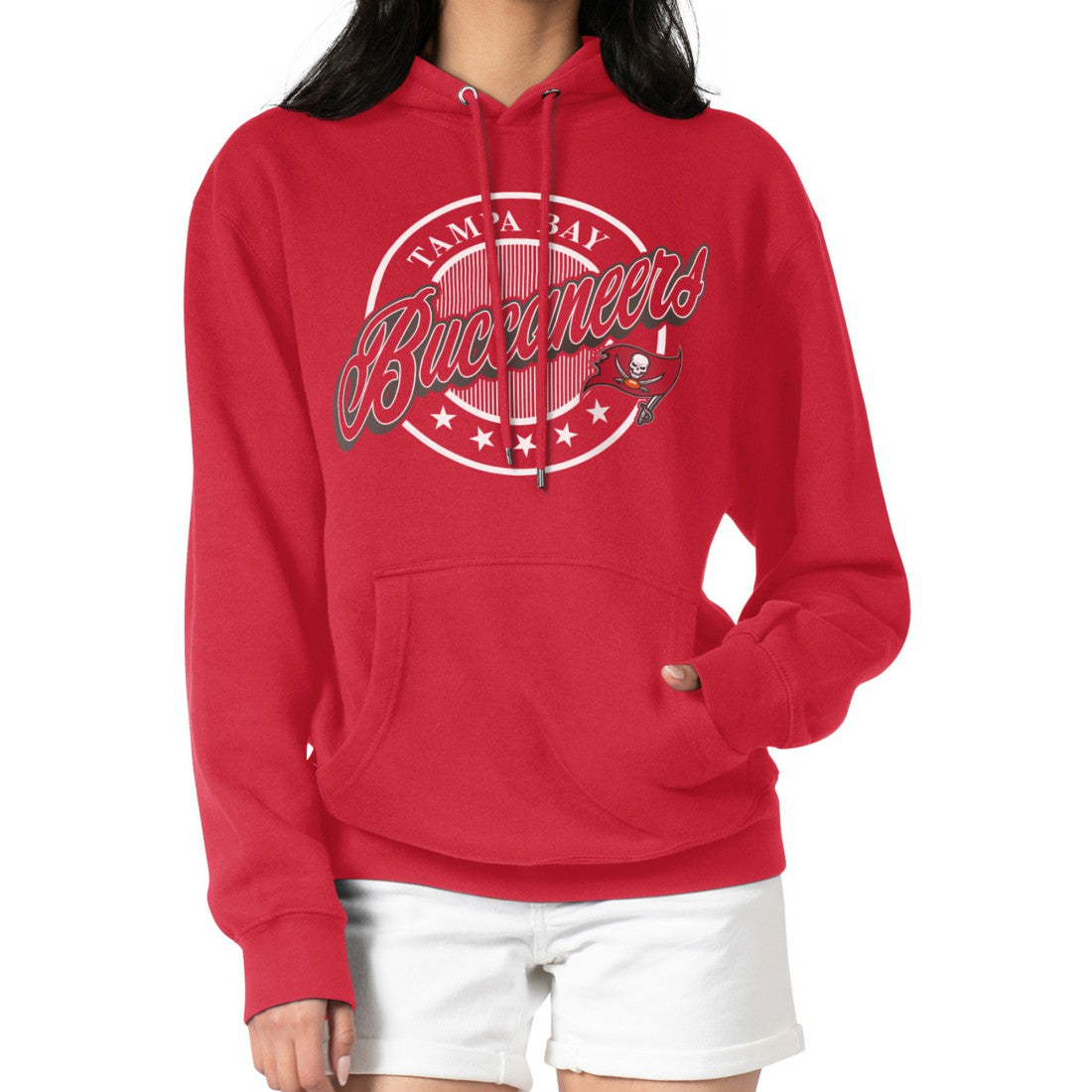 Tampa Bay Buccaneers G-III 4Her by Carl Banks Women's Pinstripe Circle Fleece Pullover Hoodie Red - NFL