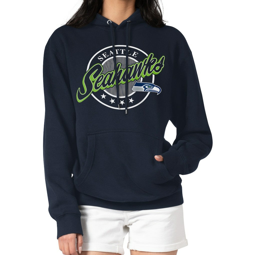 Seattle Seahawks G-III 4Her by Carl Banks Women's Pinstripe Circle Fleece Pullover Hoodie College Navy - NFL