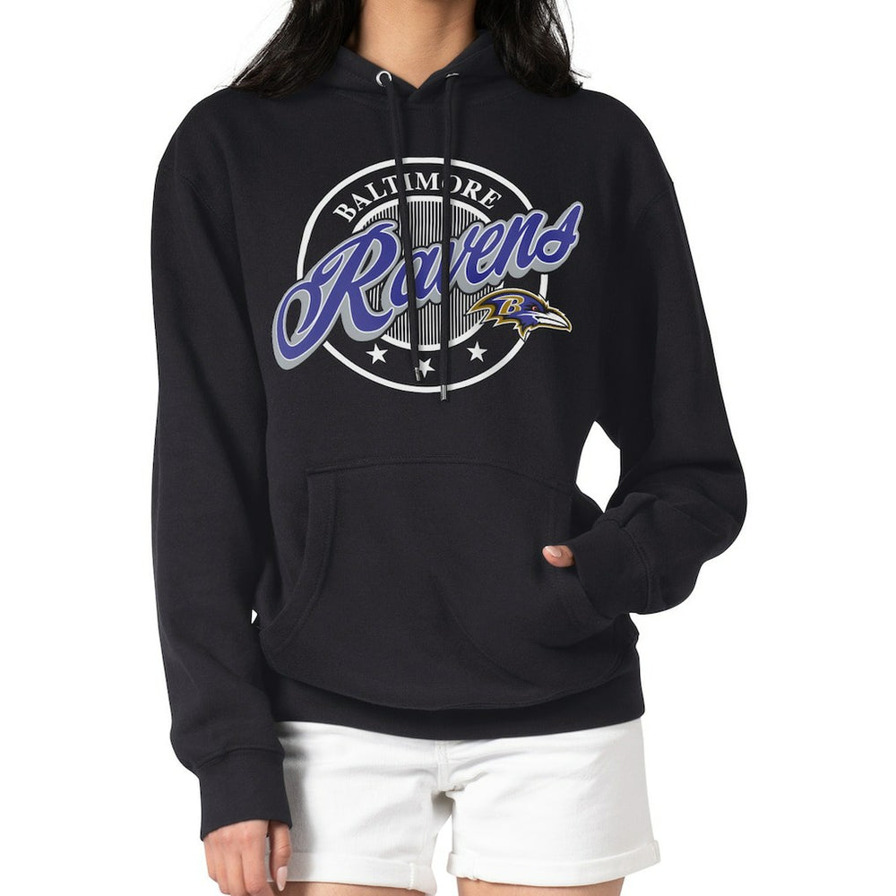 Baltimore Ravens G-III 4Her by Carl Banks Women's Pinstripe Circle Fleece Pullover Hoodie Black - NFL