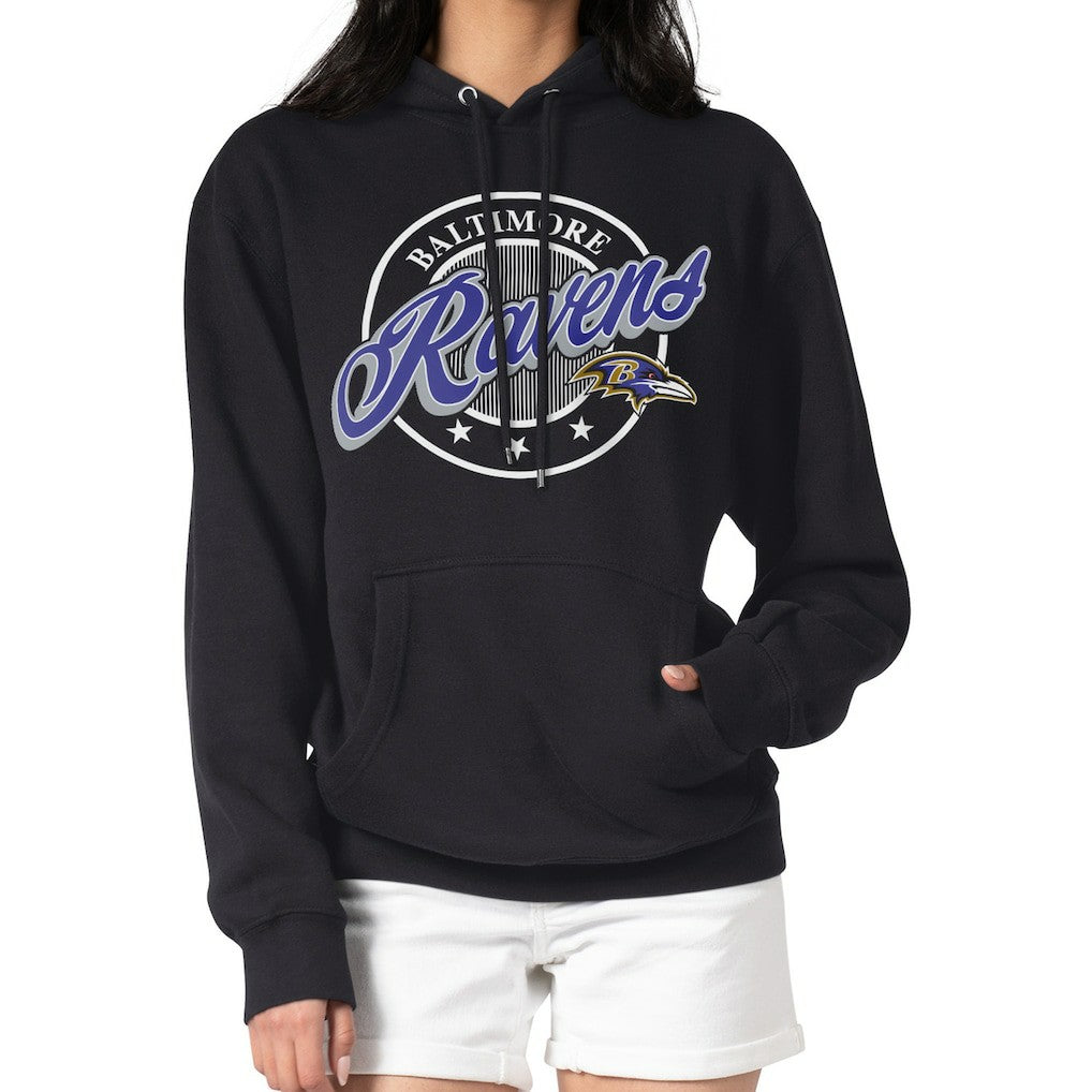 Baltimore Ravens G-III 4Her by Carl Banks Women's Pinstripe Circle Fleece Pullover Hoodie Black - NFL