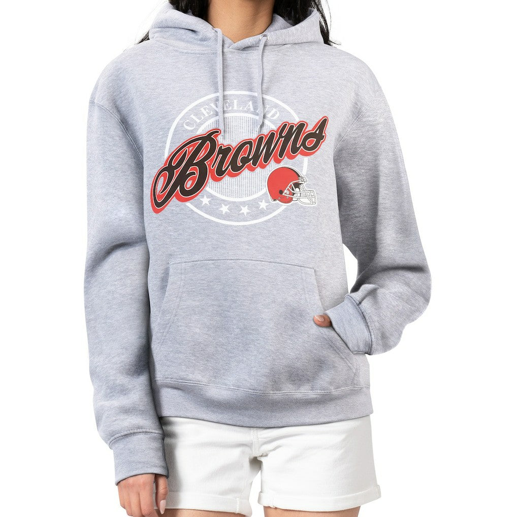 Cleveland Browns G-III 4Her by Carl Banks Women's Pinstripe Circle Fleece Pullover Hoodie Gray - NFL