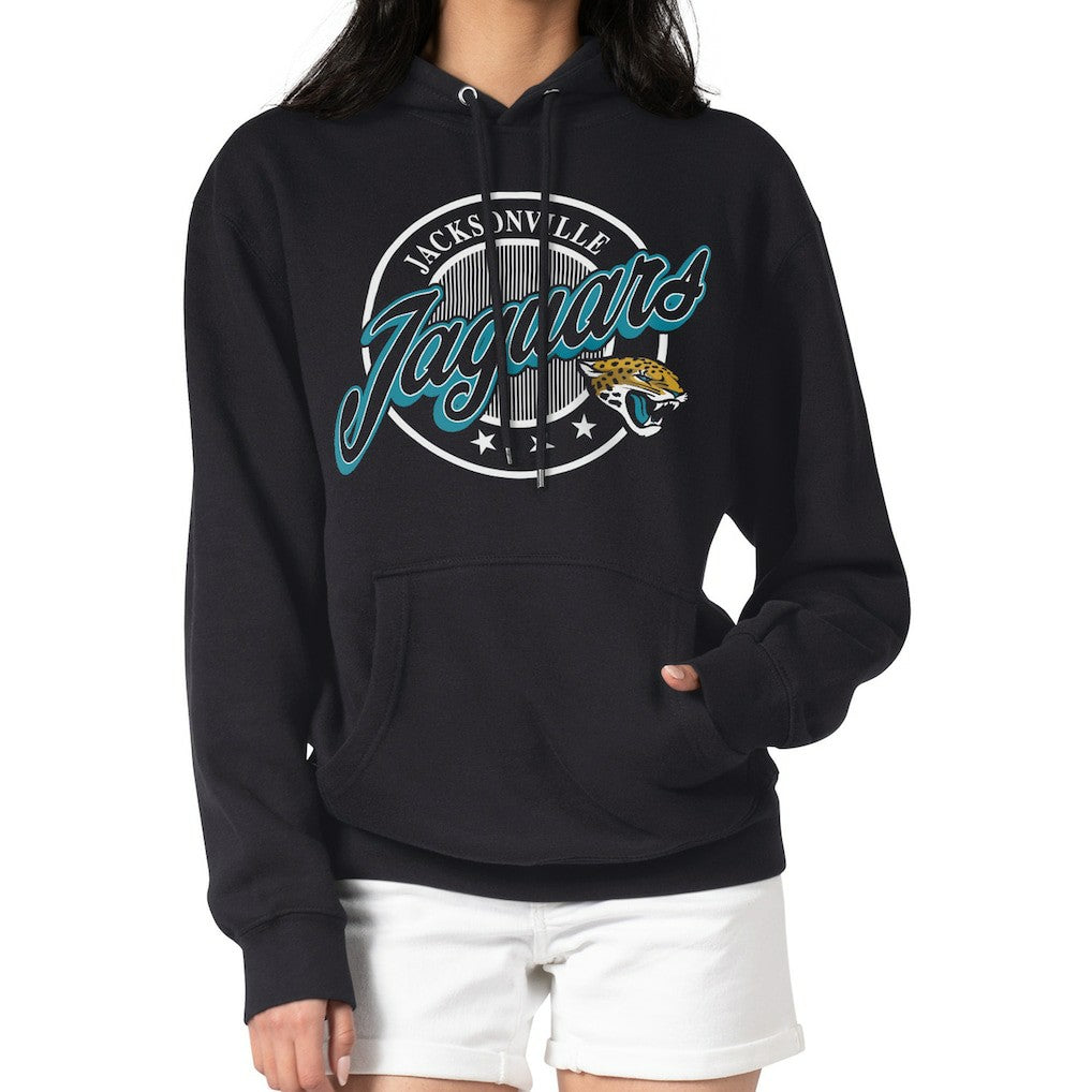 Jacksonville Jaguars G-III 4Her by Carl Banks Women's Pinstripe Circle Fleece Pullover Hoodie Black - NFL