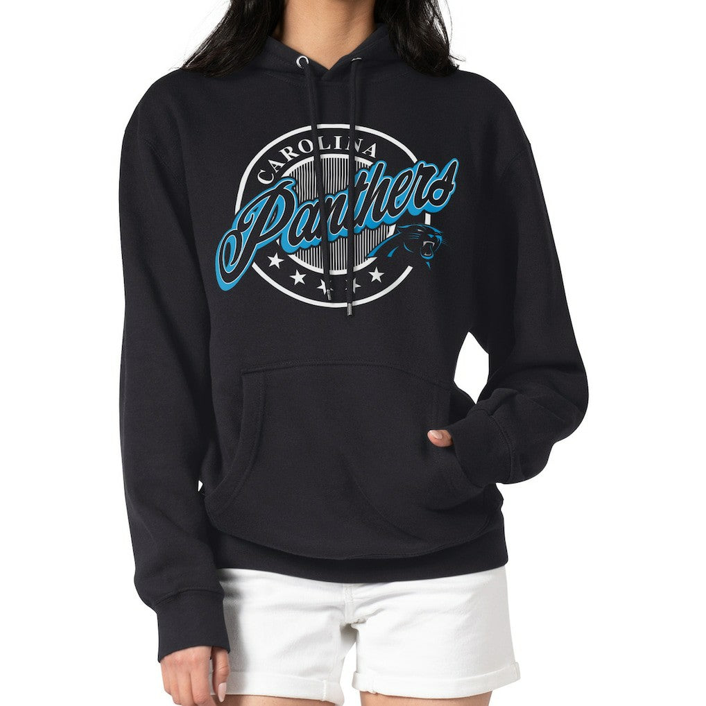 Carolina Panthers G-III 4Her by Carl Banks Women's Pinstripe Circle Fleece Pullover Hoodie Black - NFL