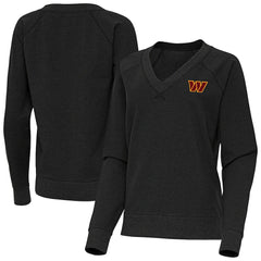 Washington Commanders Antigua Women's Varsity Tri-Blend V-Neck Long Sleeve T-Shirt Heather Black - NFL