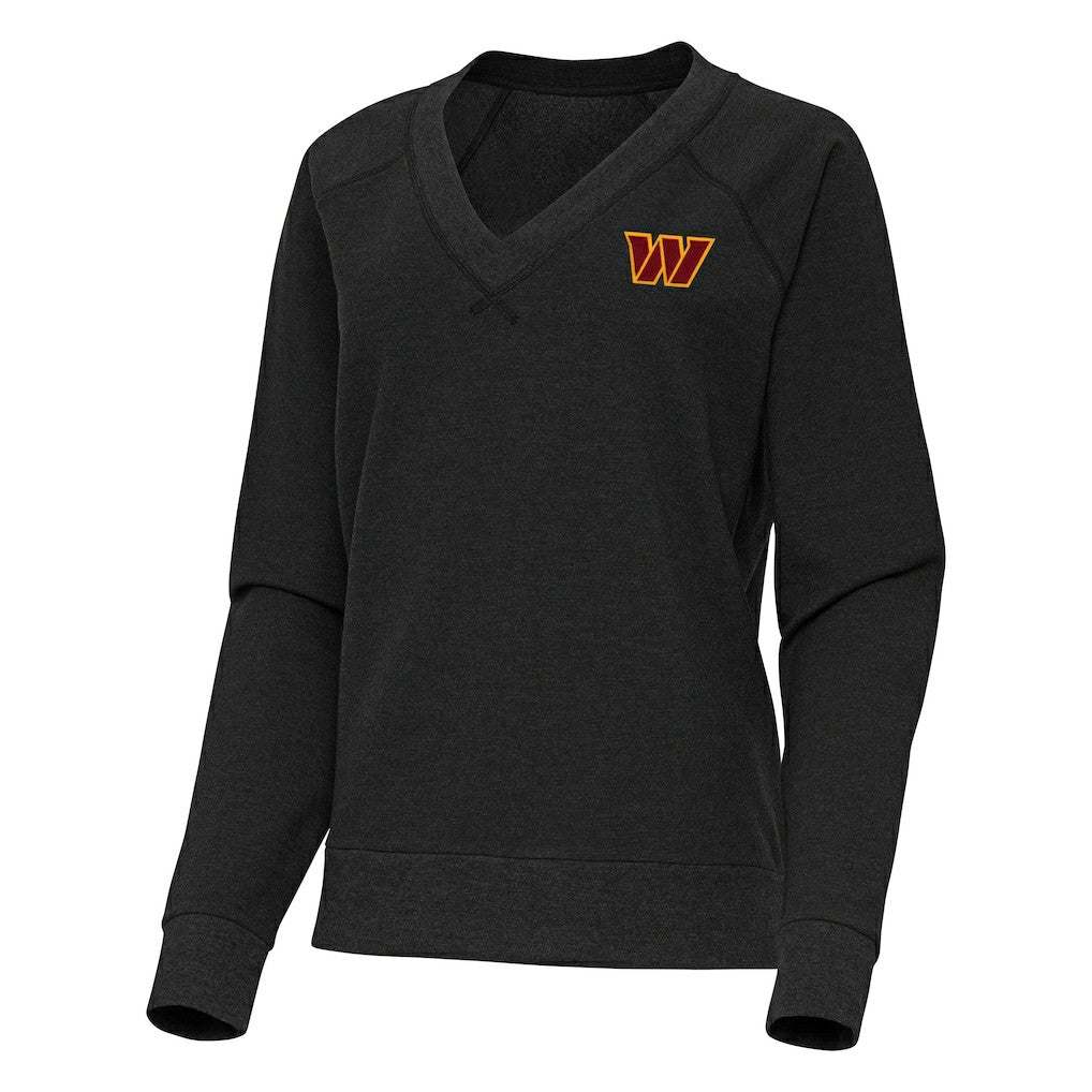 Washington Commanders Antigua Women's Varsity Tri-Blend V-Neck Long Sleeve T-Shirt Heather Black - NFL