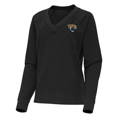 Jacksonville Jaguars Antigua Women's Varsity Tri-Blend V-Neck Long Sleeve T-Shirt Heather Black - NFL