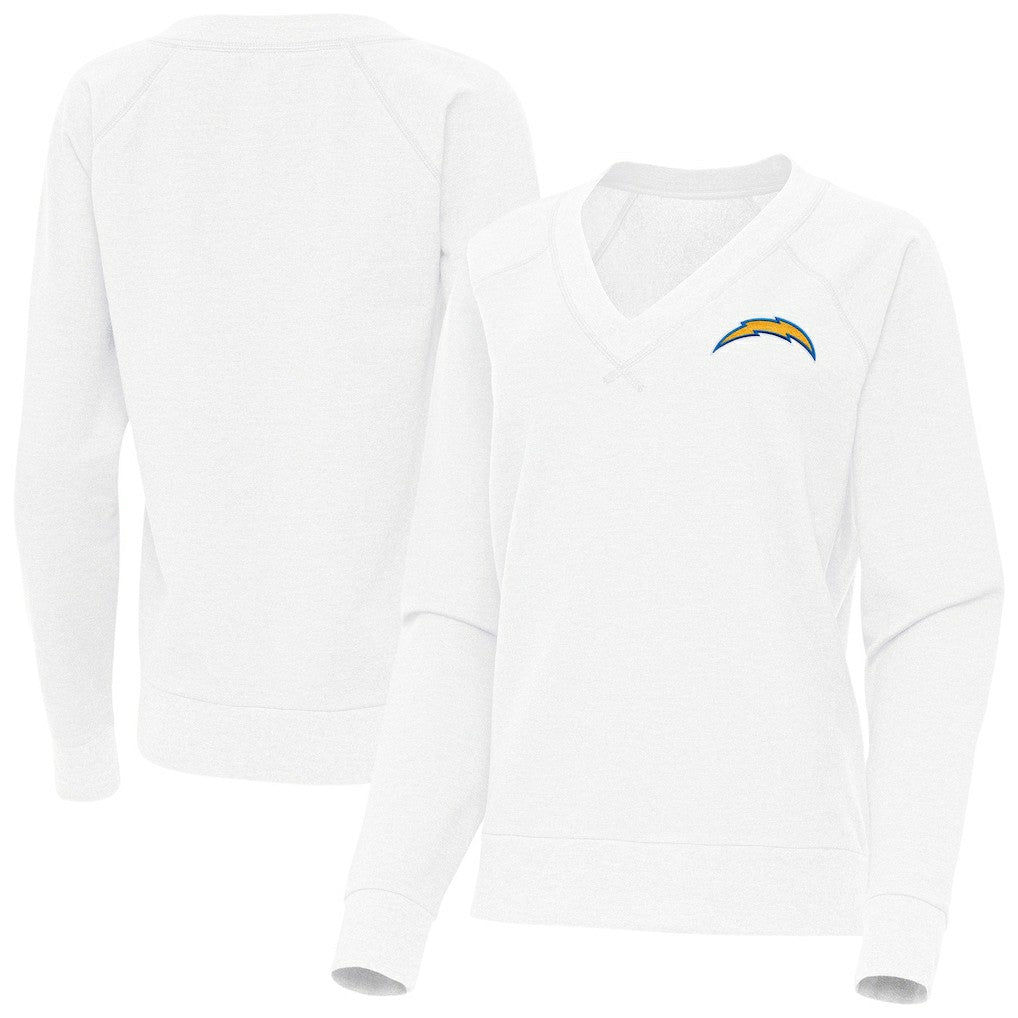 Los Angeles Chargers Antigua Women's Varsity Tri-Blend V-Neck Long Sleeve T-Shirt White - NFL