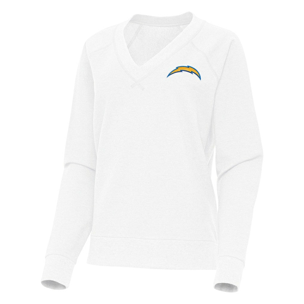Los Angeles Chargers Antigua Women's Varsity Tri-Blend V-Neck Long Sleeve T-Shirt White - NFL