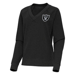 Las Vegas Raiders Antigua Women's Varsity Tri-Blend V-Neck Long Sleeve T-Shirt Heather Black - NFL