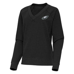 Philadelphia Eagles Antigua Women's Varsity Tri-Blend V-Neck Long Sleeve T-Shirt Heather Black - NFL