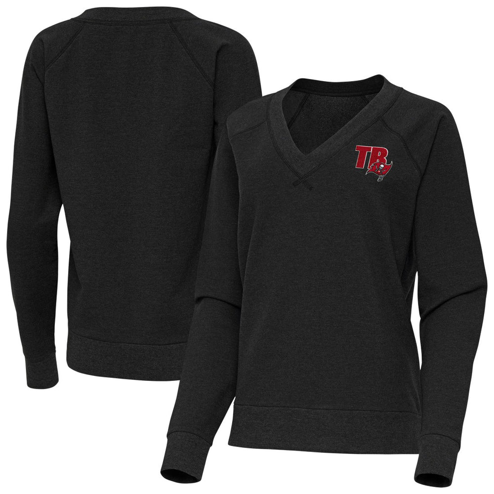 Tampa Bay Buccaneers Antigua Women's Varsity Tri-Blend V-Neck Long Sleeve T-Shirt Heather Black - NFL