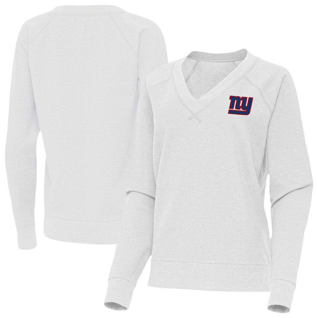 New York Giants Antigua Women's Varsity Tri-Blend V-Neck Long Sleeve T-Shirt Heather Gray - NFL