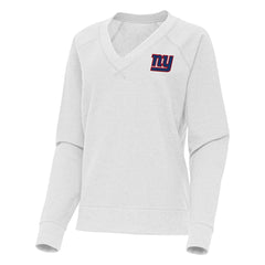 New York Giants Antigua Women's Varsity Tri-Blend V-Neck Long Sleeve T-Shirt Heather Gray - NFL