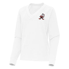 Cleveland Browns Antigua Women's Varsity Tri-Blend V-Neck Long Sleeve T-Shirt White - NFL