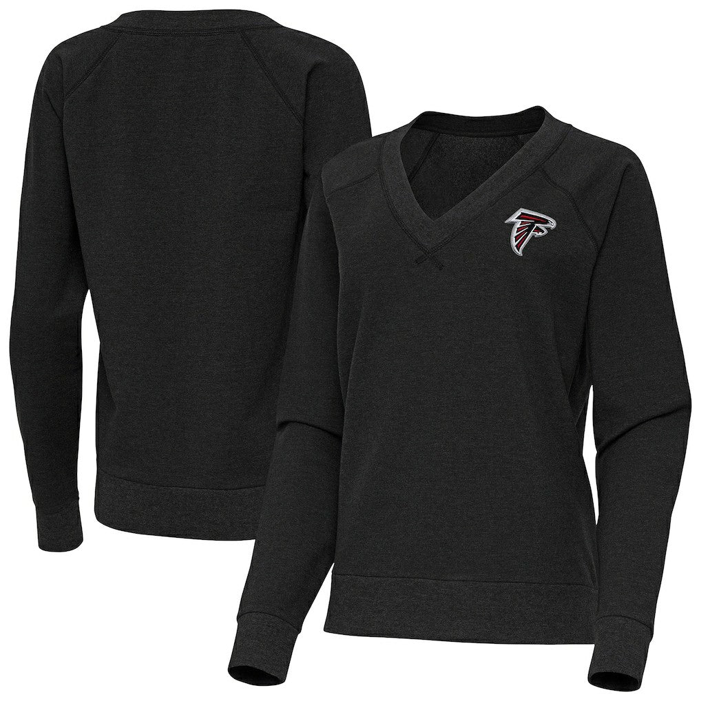 Atlanta Falcons Antigua Women's Varsity Tri-Blend V-Neck Long Sleeve T-Shirt Heather Black - NFL