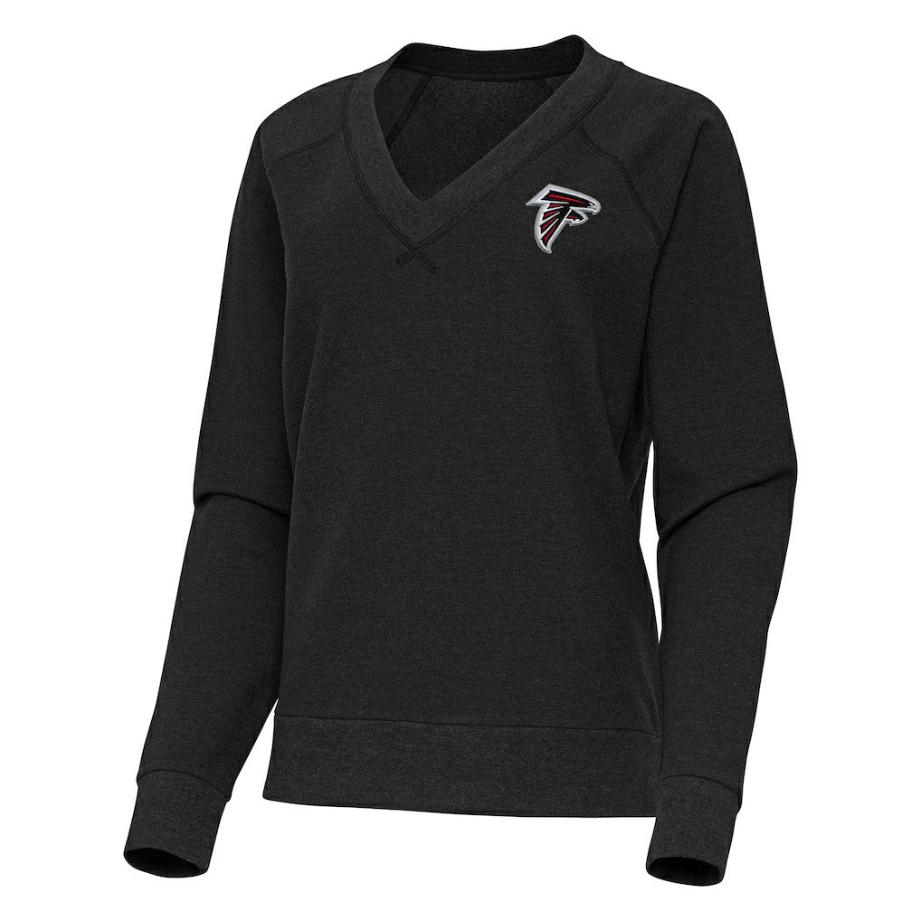 Atlanta Falcons Antigua Women's Varsity Tri-Blend V-Neck Long Sleeve T-Shirt Heather Black - NFL