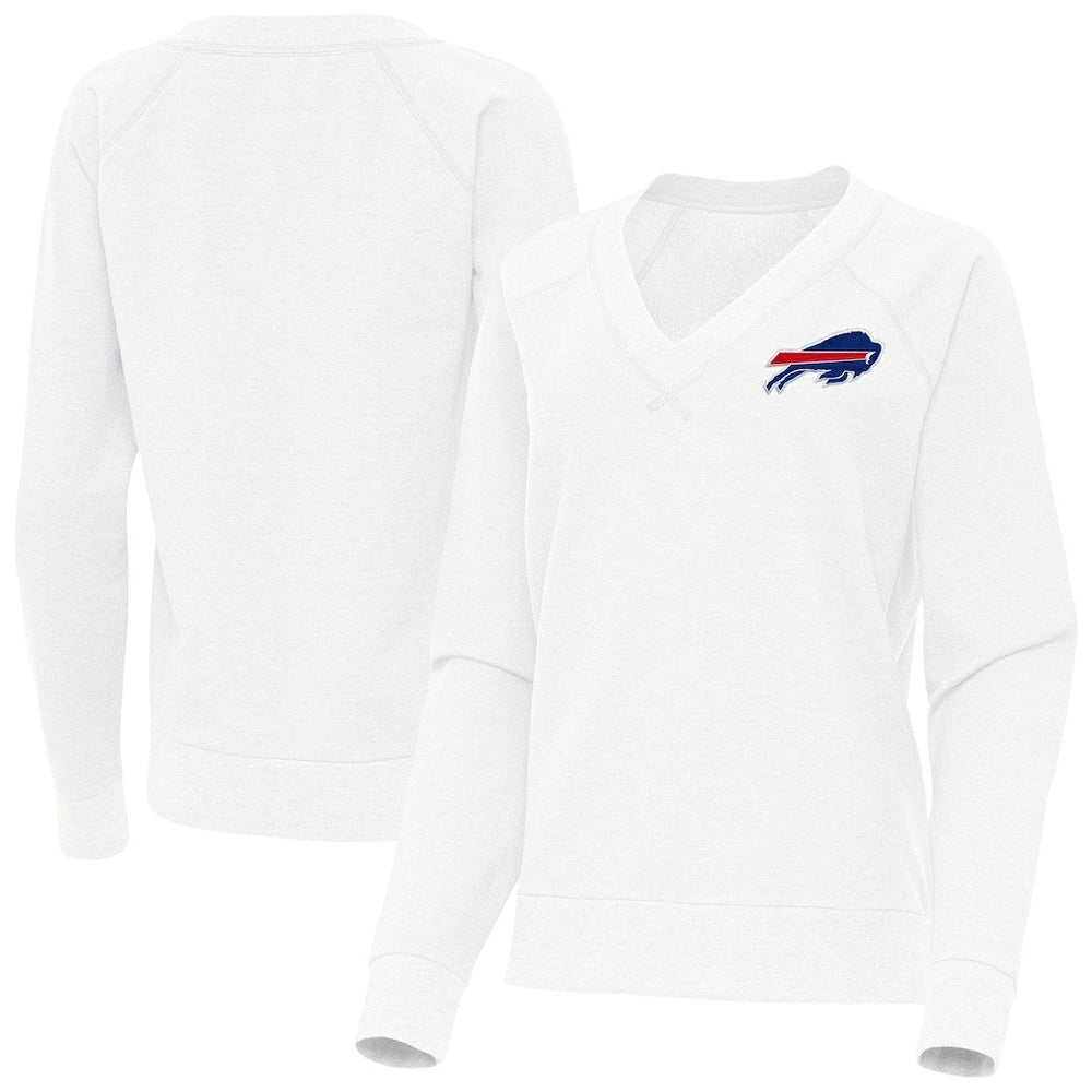 Buffalo Bills Antigua Women's Varsity Tri-Blend V-Neck Long Sleeve T-Shirt White - NFL