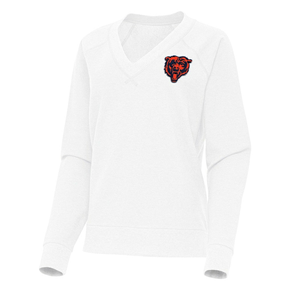 Chicago Bears Antigua Women's Varsity Tri-Blend V-Neck Long Sleeve T-Shirt White - NFL