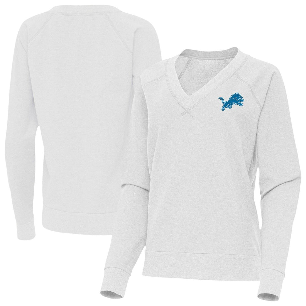 Detroit Lions Antigua Women's Varsity Tri-Blend V-Neck Long Sleeve T-Shirt Heather Gray - NFL