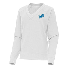 Detroit Lions Antigua Women's Varsity Tri-Blend V-Neck Long Sleeve T-Shirt Heather Gray - NFL