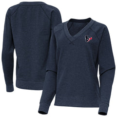 Houston Texans Antigua Women's Varsity Tri-Blend V-Neck Long Sleeve T-Shirt Heather Navy - NFL