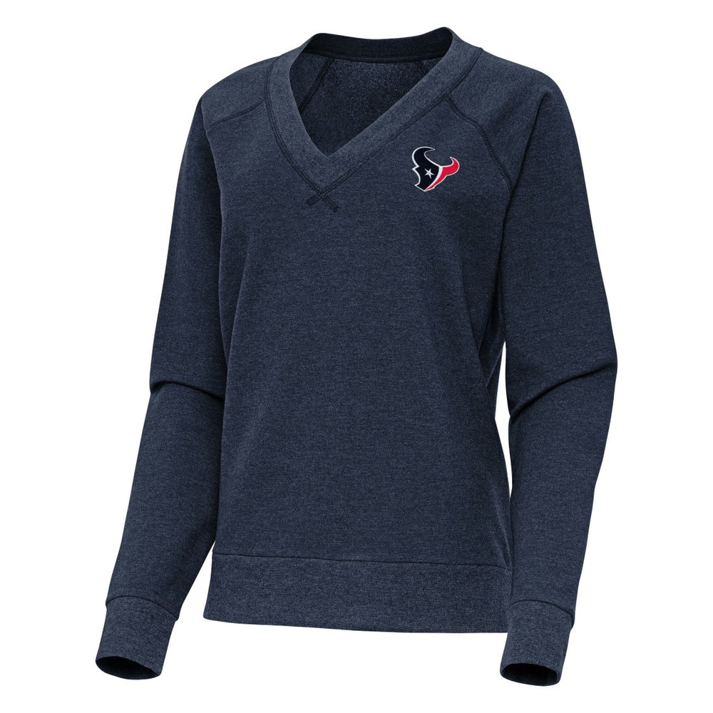 Houston Texans Antigua Women's Varsity Tri-Blend V-Neck Long Sleeve T-Shirt Heather Navy - NFL