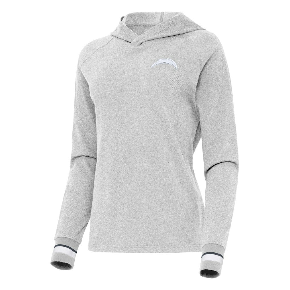 Los Angeles Chargers Antigua Women's Trek Raglan Pullover Hoodie Heather Gray - NFL