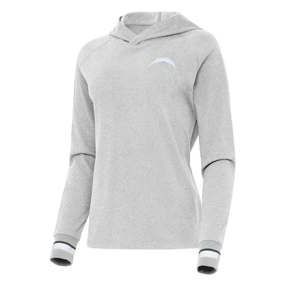 Los Angeles Chargers Antigua Women's Trek Raglan Pullover Hoodie Heather Gray - NFL