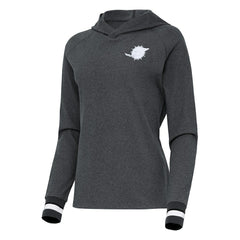 Miami Dolphins Antigua Women's Trek Raglan Pullover Hoodie Heather Charcoal - NFL