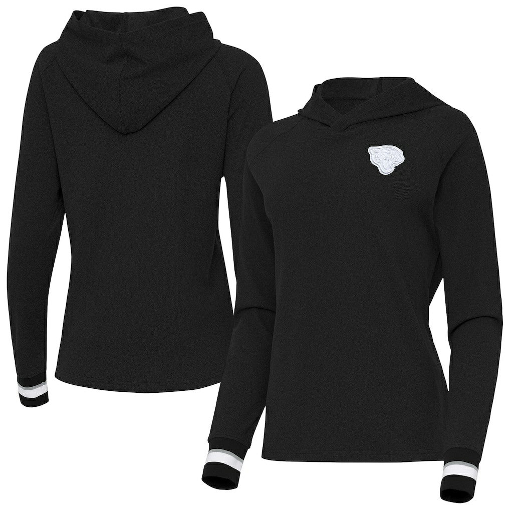 Jacksonville Jaguars Antigua Women's Trek Raglan Pullover Hoodie Black - NFL