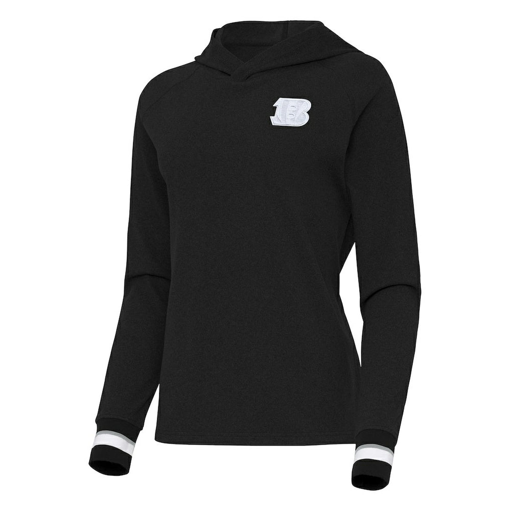 Cincinnati Bengals Antigua Women's Trek Raglan Pullover Hoodie Black - NFL