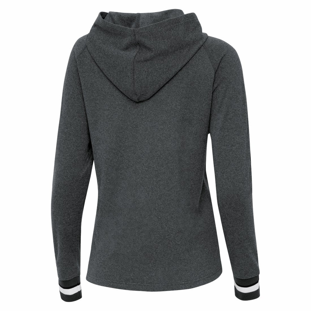 Detroit Lions Antigua Women's Trek Raglan Pullover Hoodie Heather Charcoal - NFL