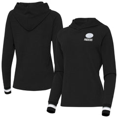 Green Bay Packers Antigua Women's Trek Raglan Pullover Hoodie Black - NFL
