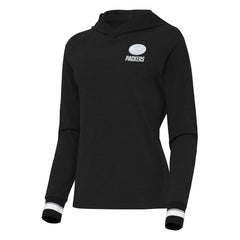 Green Bay Packers Antigua Women's Trek Raglan Pullover Hoodie Black - NFL