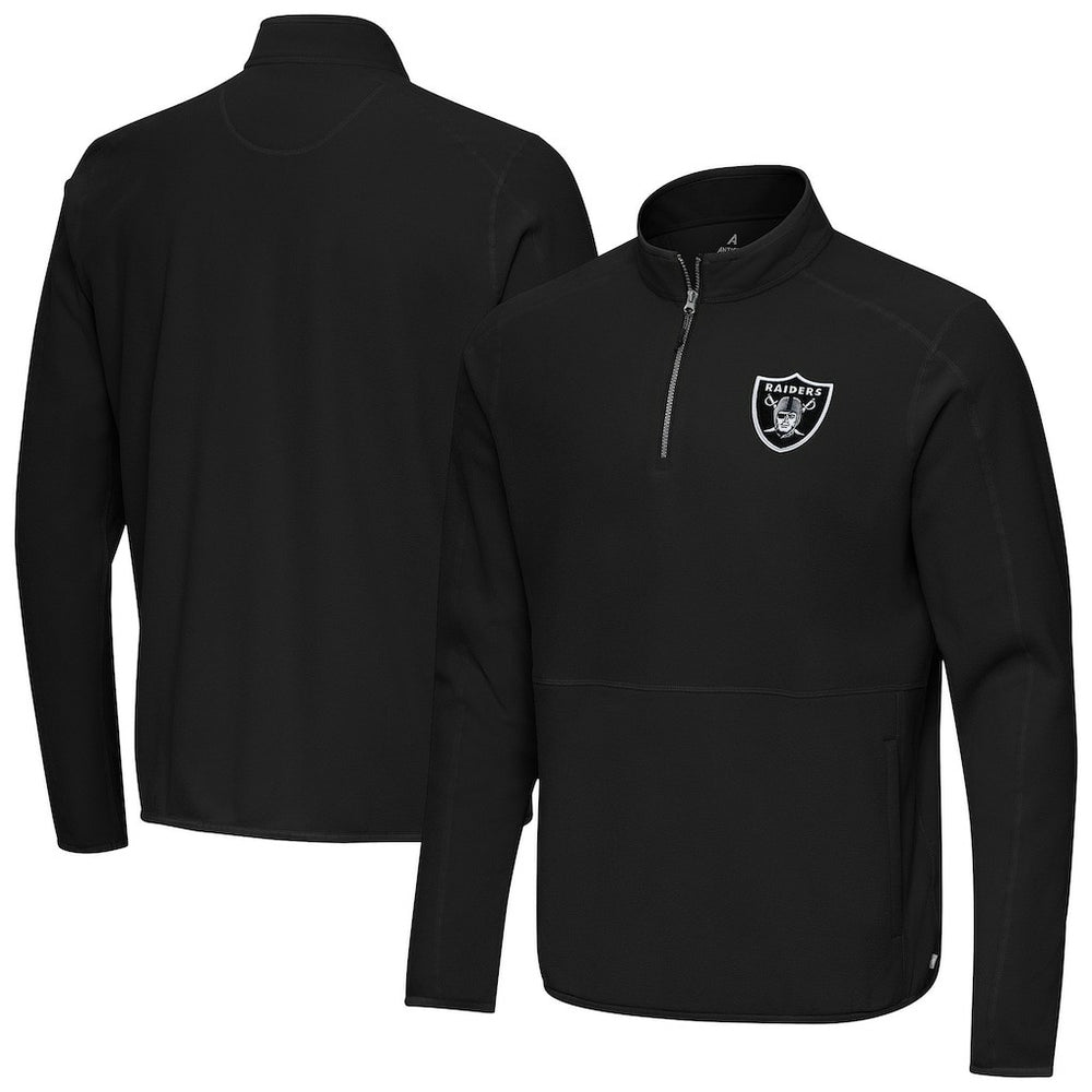 Las Vegas Raiders Antigua Step Up Quarter-Zip Pullover Black - NFL