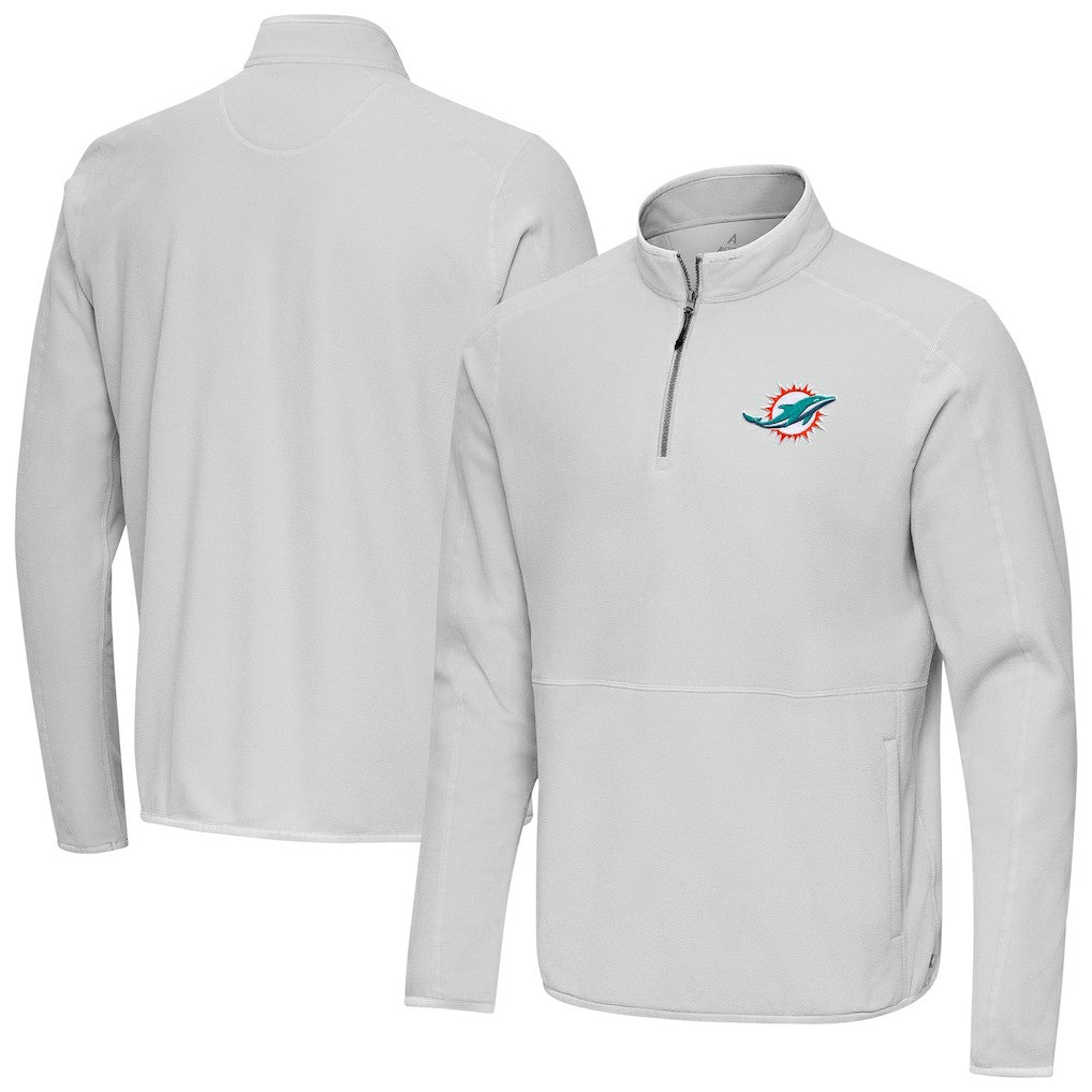 Miami Dolphins Antigua Step Up Quarter-Zip Pullover Gray - NFL