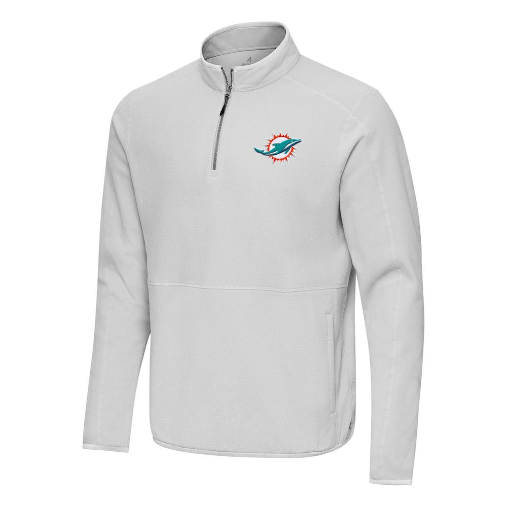 Miami Dolphins Antigua Step Up Quarter-Zip Pullover Gray - NFL