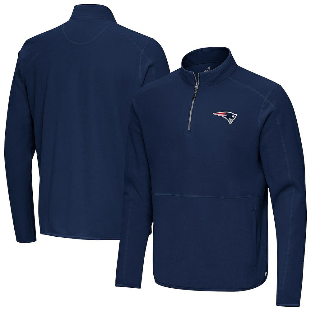 New England Patriots Antigua Step Up Quarter-Zip Pullover Navy - NFL