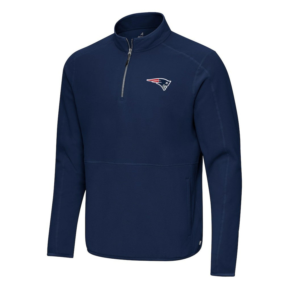 New England Patriots Antigua Step Up Quarter-Zip Pullover Navy - NFL