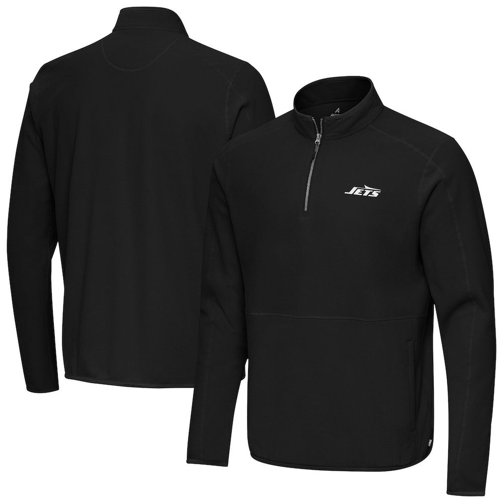 New York Jets Antigua Step Up Quarter-Zip Pullover Black - NFL