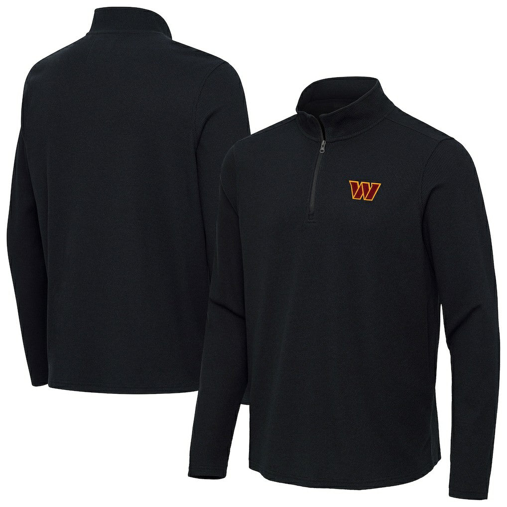 Washington Commanders Antigua Sync Tri-Blend Quarter-Zip Pullover Heather Black - NFL