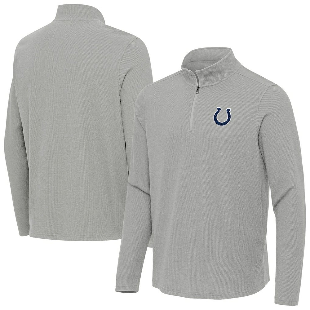Indianapolis Colts Antigua Sync Tri-Blend Quarter-Zip Pullover Heather Gray - NFL