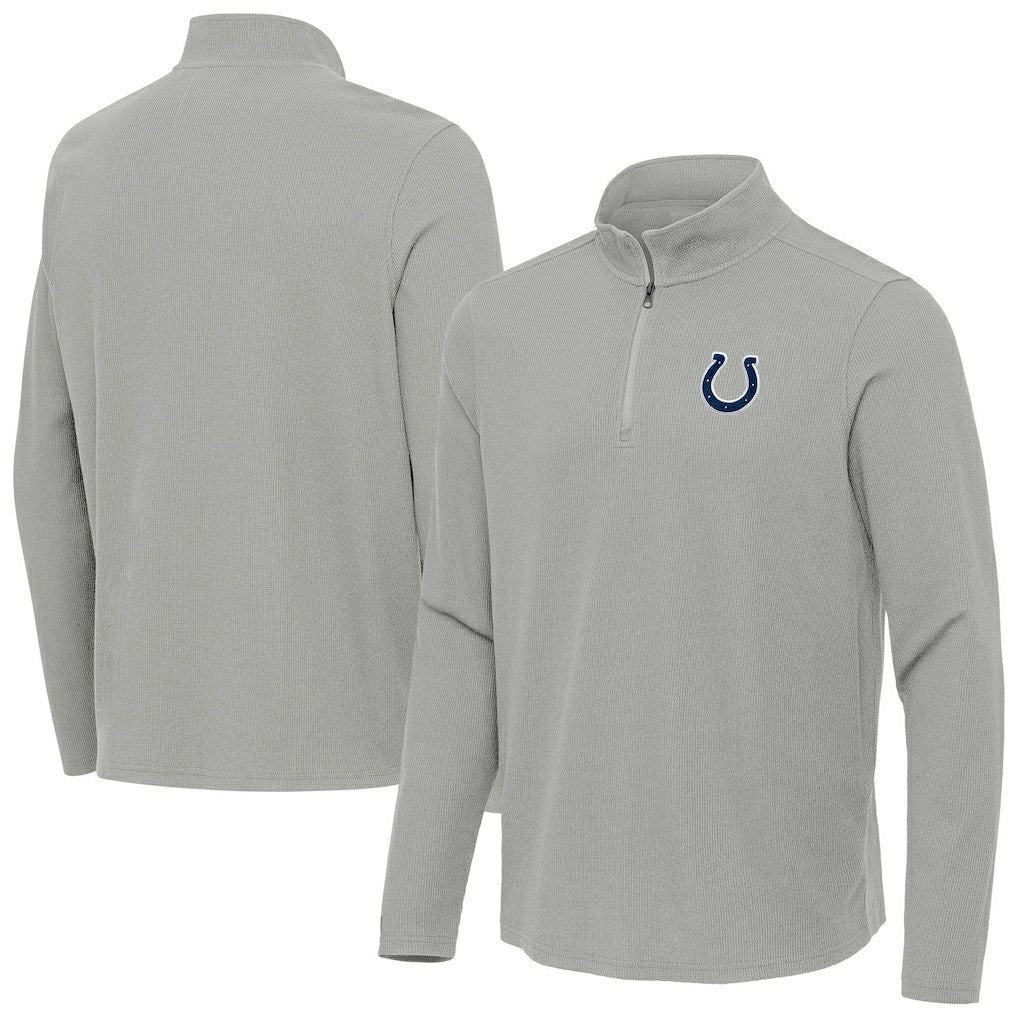 Indianapolis Colts Antigua Sync Tri-Blend Quarter-Zip Pullover Heather Gray - NFL