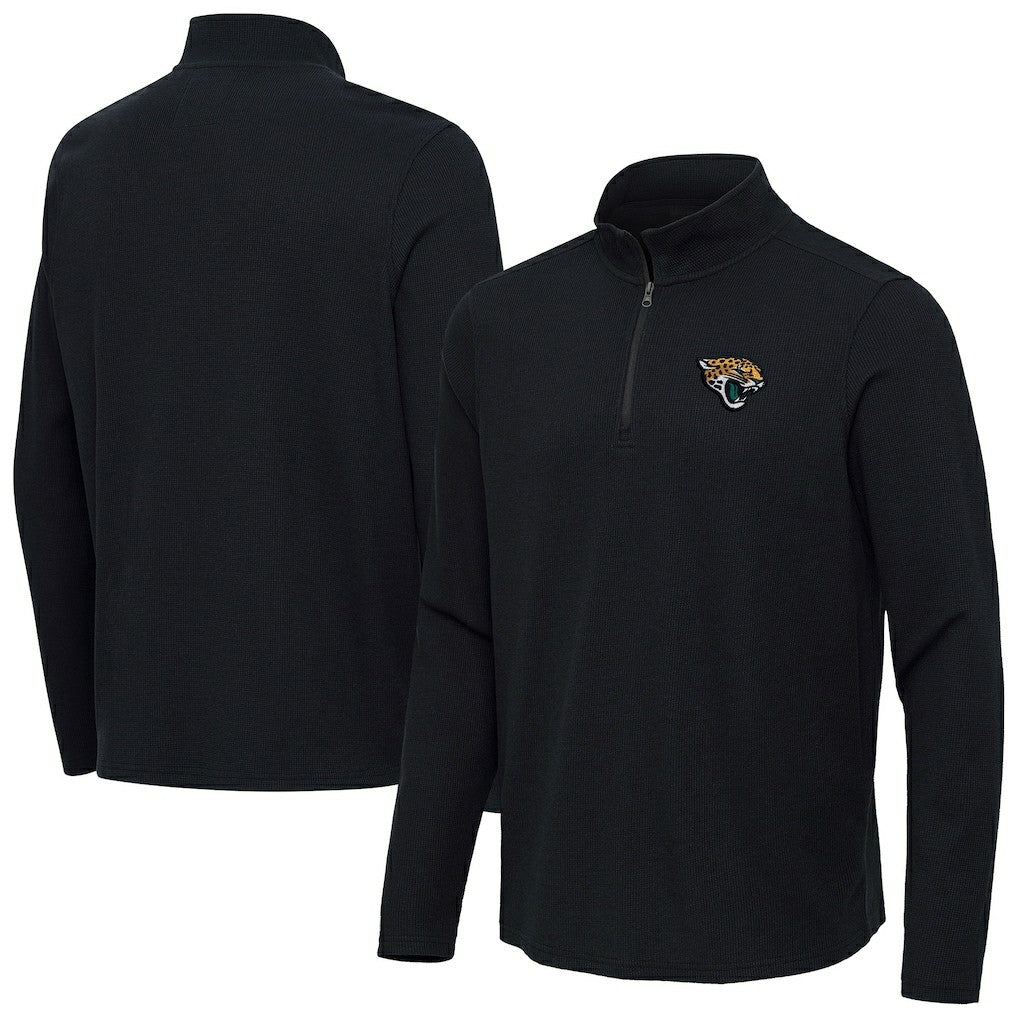 Jacksonville Jaguars Antigua Sync Tri-Blend Quarter-Zip Pullover Heather Black - NFL