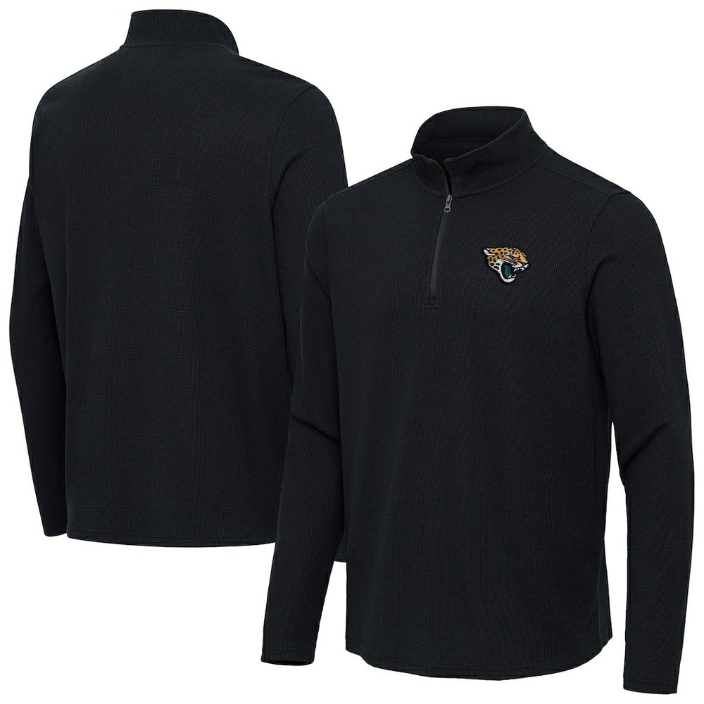 Jacksonville Jaguars Antigua Sync Tri-Blend Quarter-Zip Pullover Heather Black - NFL